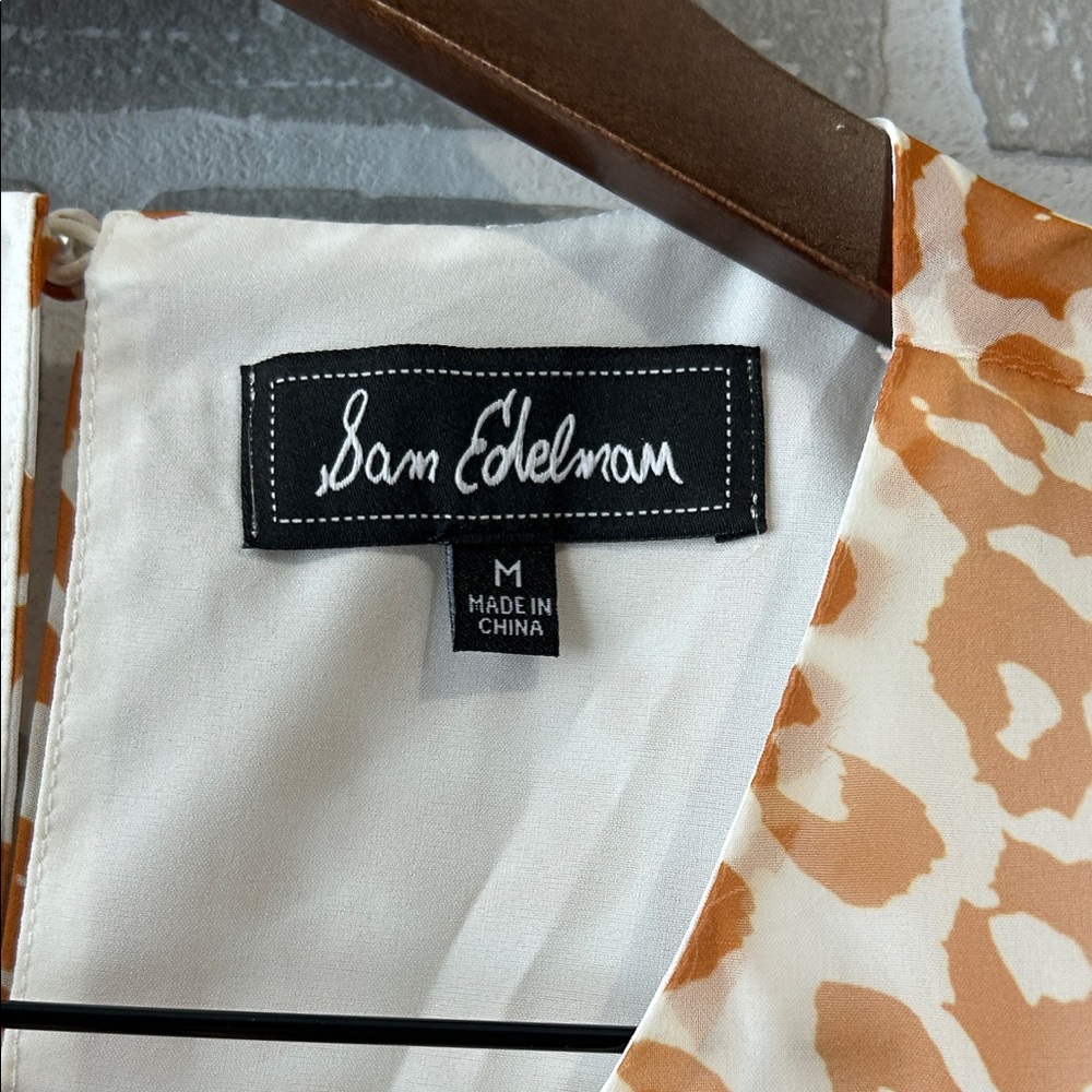 Sam Edelman NWT Leopard Print Mini Dress Tan Cream Ruffle Faux Wrap Size M - Picture 7 of 11